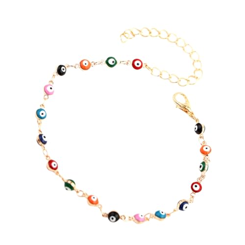 NOLITOY Bunte Fußkette Damen mit Farbiger Augen anhänger Verstellbare Beach Anklet Retro Schmuck für Frauen Langlebiges Fußkettchen für Sommer und Strand von NOLITOY
