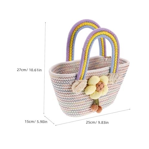 NOLITOY Bunte Handgewebte Tote Bag Damen Große Top Handle Bag Strapazierfähige Kleine Handtasche Mit Frischem Regenbogenmuster Modische Schultertasche Für Alltag Und Freizeit von NOLITOY