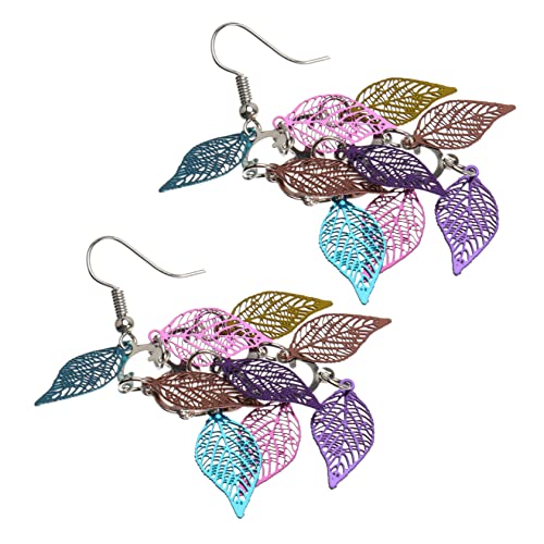 NOLITOY Bunte Ohrstecker Damen Mehrlagige Hohle Form Kupfer Schmuck Modisch Komfortabel Holiday von NOLITOY