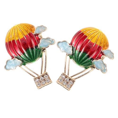 NOLITOY Bunte Wolken Ohrstecker Damen Zinklegierung Glitzersteine Cartoon Heißluftballon Design Modische Kleine Schmuckstücke Für Alltag Und Party von NOLITOY