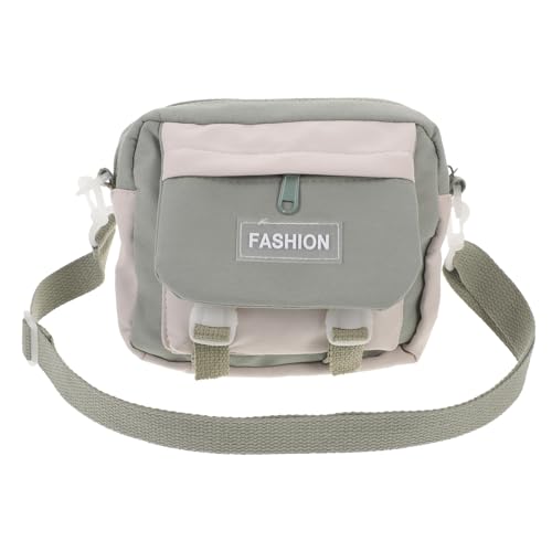 NOLITOY Canvas Schultertasche Damen Verstellbar mit Reißverschluss Umhängetasche mit Großem Stauraum Langlebig und für Schule Reisen Freizeit und Alltag Grünes Design mit Hasenmotiv von NOLITOY