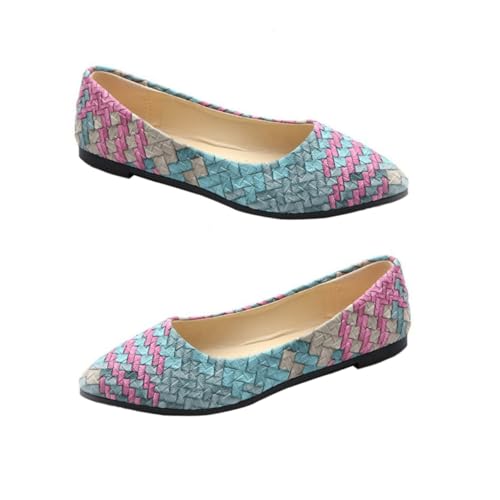 NOLITOY Casual Pumps Damen Spitz Zulaufend Flache Schuhe aus Stylischem PU Ganzjährig Leicht und Bequem Für Schule Büro Freizeit Geeignet von NOLITOY
