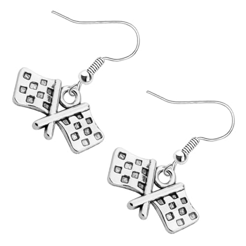 NOLITOY Checkered Flag Ohrstecker Schmuck Leichtes Hautfreundlich Modisch für Damen und Herren zum Renntag von NOLITOY