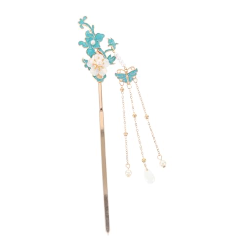 NOLITOY Chinesische Haarnadel Feuerblau Emailliert Vintage Haarstab mit Blumenmotiv Handgefertigt Langlebig Glänzend für Frauen Mädchen Hanfu Traditioneller Haarschmuck von NOLITOY