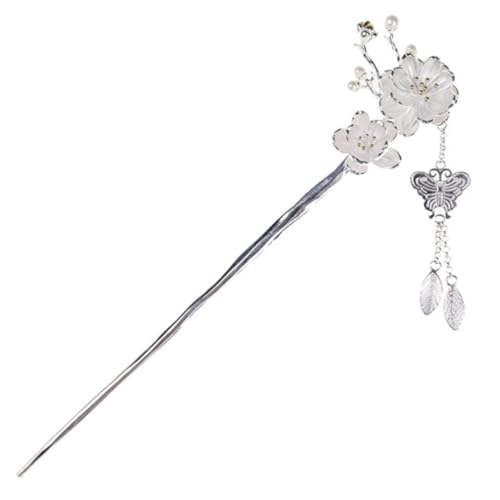 NOLITOY Chinesische Haarnadel mit Pflaumenblüten und Quaste Silberbeschichteter Haarstab für Damen Stabiles Haaraccessoire für Hochzeiten Partys und Alltagsfrisuren Klassischer von NOLITOY
