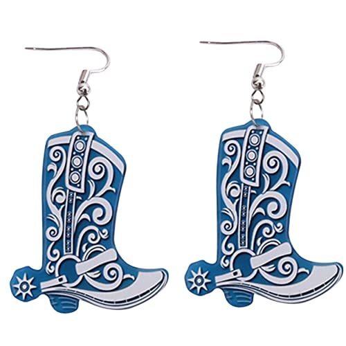 NOLITOY Cowgirl Ohrringe Vintage Stiefel Design Blau Damen Schmuck Festival Accessoire Retro Anhänger Ohrschmuck für Frauen Auffällige Statement Ohrringe von NOLITOY