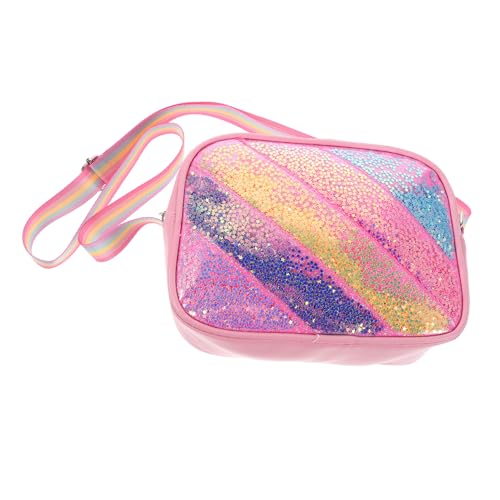 NOLITOY Süße Cartoon-umhängetasche Für Mädchen Glitzer-paillettenhandtasche Mit Prinzessinnen-anhänger Kinderkuriertasche Mit Verstellbarem Riemen Regenbogen-Design Für Schule Und von NOLITOY