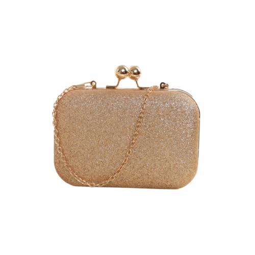 NOLITOY Damen Abend Clutch Tasche Mini Clip Chain Handtasche Schulter Messenger Bag für Hochzeit Party Bankett Cocktail in Gold von NOLITOY