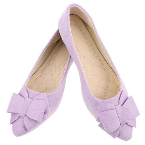 NOLITOY Damen Ballerinas mit Flacher Sohle und Schickem Schleifen Design Bequeme Slip Brautschuhe für Hochzeit Arbeit und Festliche Anlässe Strapazierfähige und Flats von NOLITOY