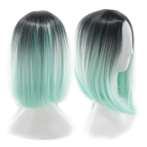 NOLITOY Bob-farbverlaufsperücke Für Damen Cosplay Kunsthaar Kurze Glatte Perücken Mit Spitze Hochtemperatur-bob-perücke Für Alltag Partys Halloween Oder Andere Anlässe von NOLITOY