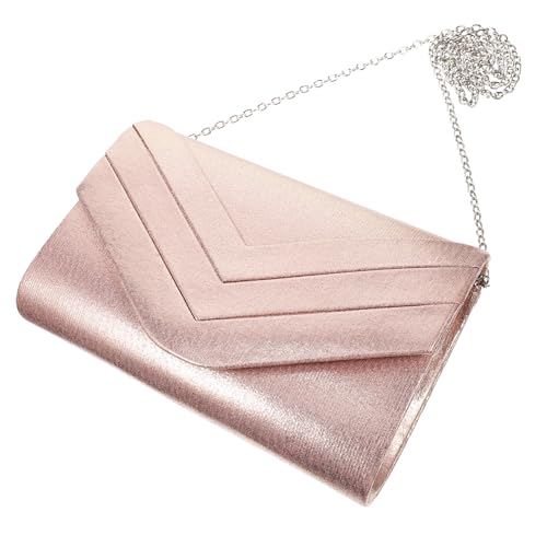 NOLITOY Damen Clutch Abendtasche aus Samtigem Material Kompakte Handtasche für Partys und Hochzeiten Tragbare Geldbörse für Frauen Vielseitige Umschlagtasche in Rosa von NOLITOY