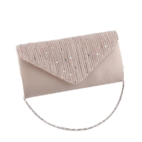 NOLITOY Damen Clutch Abendtasche aus Satin mit Funkelnden Diamantdetails Kompakte Crossbody Bag für Hochzeit Party und Alltag Apricot Farbton Stilvoll und Praktisch von NOLITOY