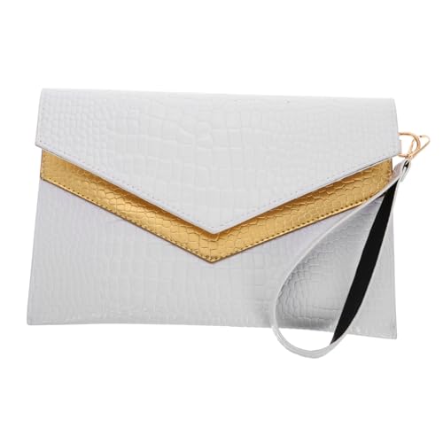 NOLITOY Damen Clutch Handtasche mit Retro Krokodilprägung Weiß Pu Material Business Wristlet Handgelenktasche für Abend und Alltag von NOLITOY