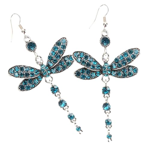 NOLITOY Damen Ohrhänger Libelle mit Strass Schmuck Leichte Modische Statement Ohrstecker für Alltag Party Hochzeit Eleganter Schmuck Blauer Farbton Komfortabel und Vielseitig von NOLITOY