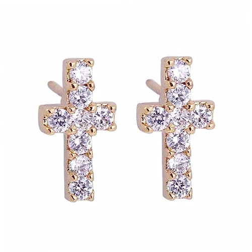 NOLITOY Damen Ohrstecker Kreuzform mit Funkelnden Zirkonia Hochwertige Kupferlegierung Modischer Schmuck für Frauen und Mädchen Weiße Ohrringe Stilvoll und Langlebig von NOLITOY