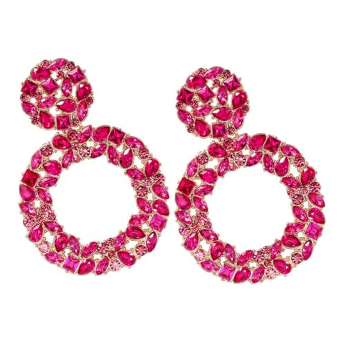 NOLITOY Damen Ohrstecker mit Funkelnden Strasssteinen Leichte Kleine Ohrringe für Alltag Party Hochzeit Dekorative Trendige Schmuckaccessoires in Rosa von NOLITOY