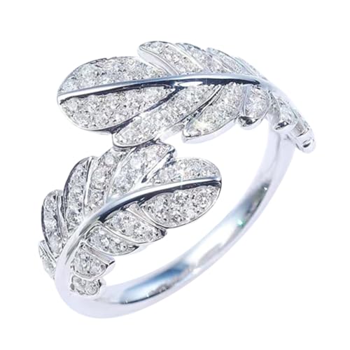 NOLITOY Damen Ring Federmotiv Offen Modisch Langlebig Bequem für Alltag Party Hochzeit Cocktail Prom Geschenk von NOLITOY