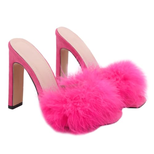 NOLITOY Damen Sandaletten mit Stabilem Absatz Modische Sommer High Heels Atmungsaktive Bequeme Outdoor Sandalen Eleganter Look für Alltag und Party Langlebiges Material Pink von NOLITOY