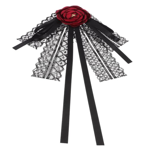 NOLITOY Damen Schleifenbrosche aus Spitze mit Rosenmuster Große Brosche als Schleifen Accessoire für Blusen Kleider Anzüge und Vielseitige Kleidung Perfektes für Besondere Anlässe von NOLITOY