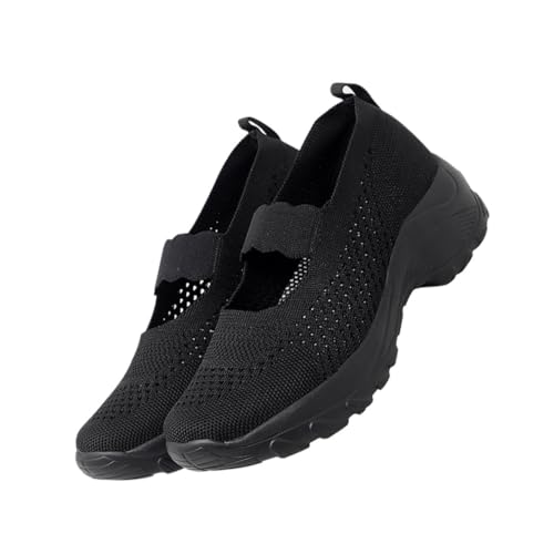 NOLITOY Damen Slip Sneaker mit Dicker Sohle Atmungsaktives Mesh Leichte Freizeitschuhe für Alltag und Reisen rutschfeste Flexible Laufsohle Modisch und Angenehm von NOLITOY