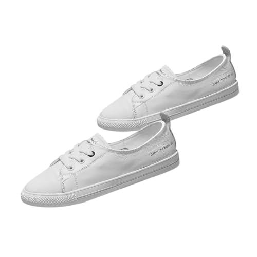 NOLITOY Damen Sneakers Flattie Sommer Schuhe Leicht Atmungsaktiv Angenehm Freizeit Schuhe Weiß Slip Modisch Passend Jeans Rock von NOLITOY