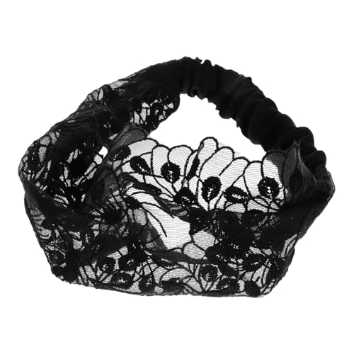 NOLITOY Damen Spitzenstirnband Breit Dehnbar mit Floralem Muster Weich und Rutschfest für Hautpflege Make Up Alltag Komfortabel und Haarschonend von NOLITOY