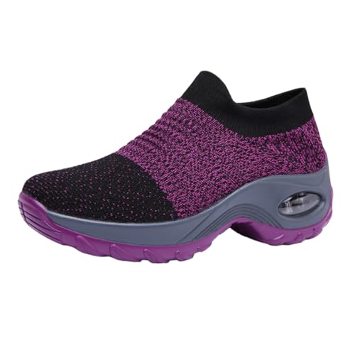 NOLITOY Damen Sportschuhe mit Dicker Sohle Atmungsaktive Leichte Freizeitschuhe rutschfest Elastisch und Angenehm Modische Outdoor Sneaker für Alltag und Reisen Design Vielseitig für von NOLITOY