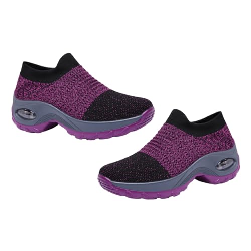 NOLITOY Damen Sportschuhe mit Dicker Sohle und Luftpolster Atmungsaktive Freizeit Laufschuhe rutschfest Angenehm für Langes Gehen und Training Modisch und Strapazierfähig für Alltag und von NOLITOY