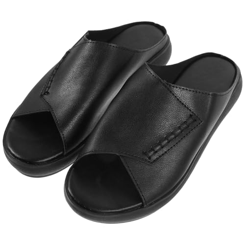 NOLITOY Damen Wedgesandalen mit Dicker Rutschfester Sohle Weiche Plattform Sandalen für Sommer Modische Keilsandaletten Bequeme Schuhe für Alltag und Strand Schwarz von NOLITOY