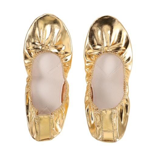 NOLITOY Dance Shoes Women Ballerina Dance Slippers Soft Split Sole Shockabsorbing Flexible Ballet Yoga Practice Schuh Gold von NOLITOY