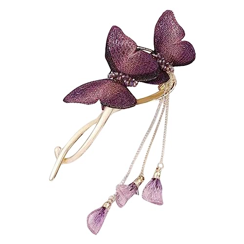 NOLITOY Doppelter Schmetterling Haarklammer mit Quaste Metall Haarspange Damen Haarschmuck für Alltag und Festliche Anlässe Farblich Abgestimmt Casual und Formelle Outfits von NOLITOY