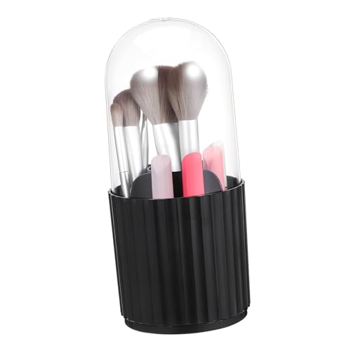 NOLITOY Drehbarer Make-up Pinselhalter Mit Deckel Kosmetik Organizer Für Schreibtisch Stylischer Aufbewahrungsbox Für Lippenstifte Pinsel Und Mehr Elegantes Design Mit Schutzabdeckung von NOLITOY