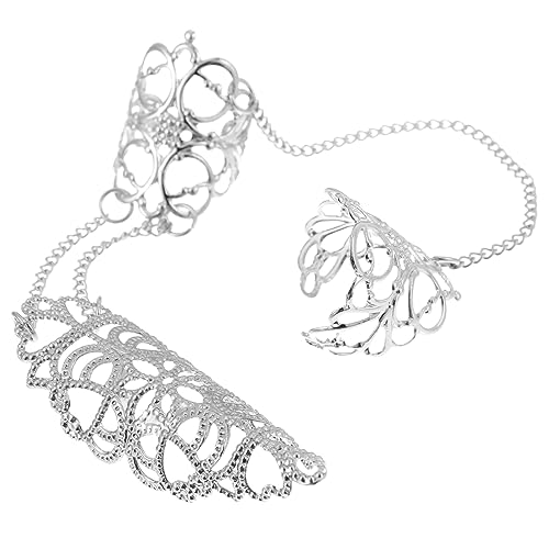 NOLITOY Kettenring Mit Fingernagel-krone Metall-retro-ring Für Frauen Kettenschmuck Für Finger Offener Damenring Nagelring-design Daily Wear Accessory von NOLITOY