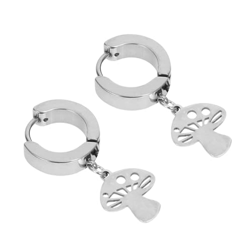 NOLITOY Edelstahl Ohrringe Punk Stil Pilzform Kreative Ohrstecker Unisex Modeschmuck für Damen und Herren Modisch Langlebig Glänzend von NOLITOY