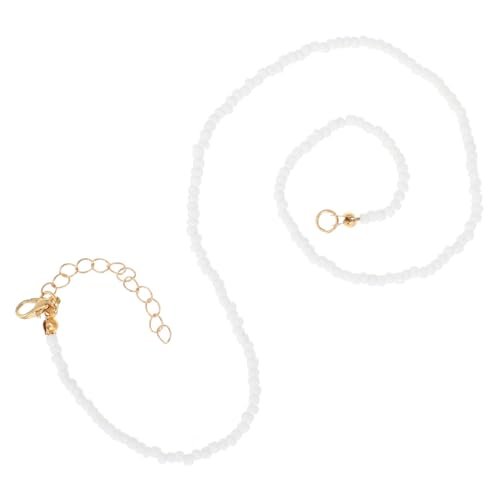 NOLITOY Einzelne Damen Clavicle Chain Weiße Kleine Perlen Halskette Boho Schmuck Modische Reisperlen Kette für Party Alltag von NOLITOY