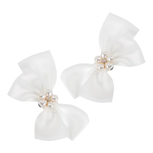 NOLITOY Elegante Bowknot Schuhclips mit Perlen Abnehmbare Damenschuhschmuck für Hochzeit Party Weiße Schleifen Schuhklammern Modische Schuhdekoration für Damen und Mädchen von NOLITOY