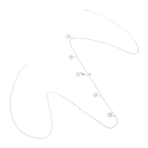 NOLITOY Elegante Damen Bauchkette mit Verstellbarer Modische Strass Körperkette mit Anhänger Leichter Hautfreundlicher Schmuck für Sommer Strand Party und Alltag Vierblättriges Kleeblatt von NOLITOY