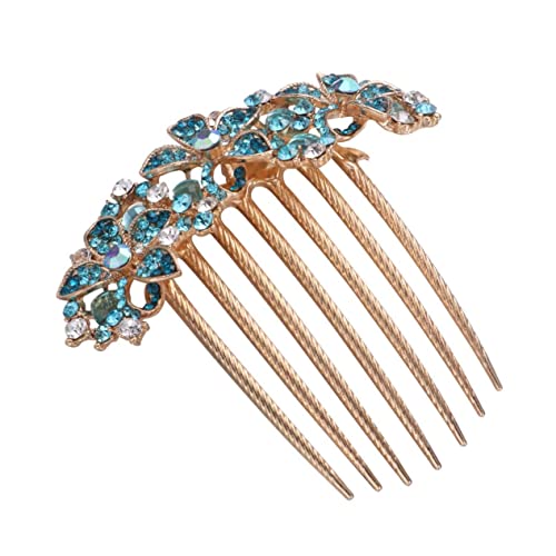 NOLITOY Rhinestone Haarkamm Blau Elegante Haarspange Für Frauen Kristall-haaraccessoire Für Hochzeiten Und Besondere Anlässe Einfach Zu Verwenden Einzigartiges Design Für Mehr Charme von NOLITOY