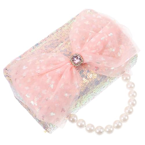 NOLITOY Elegante Handtasche Damen mit Perlenhenkel und Schleifen design Kompakte Crossbody Tasche für Teenager Mädchen Stilvolle Umhängetasche für Freizeit und Besondere Anlässe Tragbar von NOLITOY