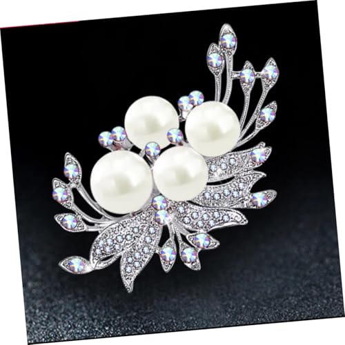 NOLITOY Elegante Perlen brosche mit Strassbesatz Kreative Anstecknadel aus Langlebiger Modisches Accessoire für Abendkleider Festliche Kleidung Damen Kleidungsschmuck von NOLITOY