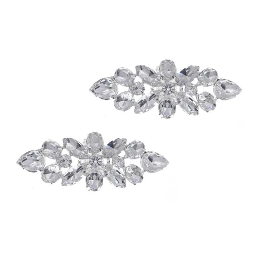 NOLITOY Elegante Schuhbuckles aus Silberfarbenem mit Funkelnden Glassteinen Modische Schuhornamente für High Heels Flache Schuhe und Sandalen Stilvolle Schuhaccessoires für Hochzeit Party von NOLITOY