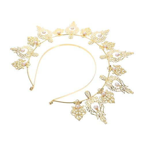 NOLITOY Eleganter Retro Haarreif Damen Goldfarbig mit Doppelter Perlenkrone Einzigartiges Haarschmuck Accessoire für Mädchen Frauen und Freundinnen NOLITOY Eleganter Retro Haarreif Damen Goldfarbig mit Doppelter Perlenkrone Einzigartiges Haarschmuck Accessoire für Mädchen Frauen und Freundinnen von NOLITOY