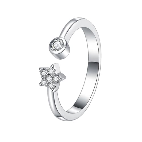 NOLITOY Eleganter Sternförmiger Damenring Offener Verstellbarer Modeschmuck Fingerring Mit Feiner Verarbeitung Komfortabler Passform Für Alltag Und Geschenk von NOLITOY