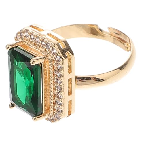 NOLITOY Eleganter grüner Zirkonring Damen Schmuck Glänzend Feiner Verlobungsring Geschenk Hochzeit Jubiläum Muttertag von NOLITOY