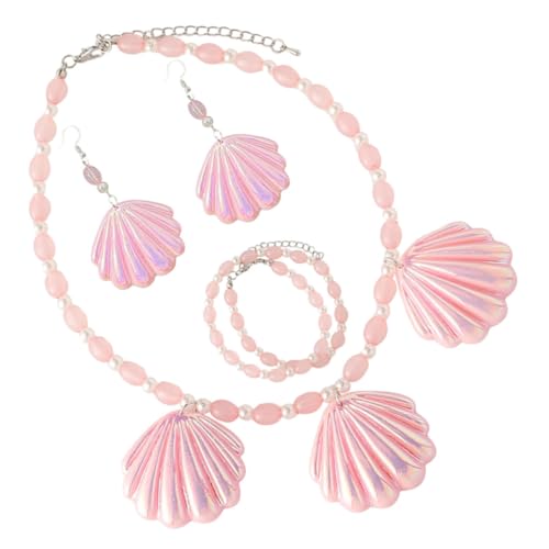 NOLITOY Elegantes Teiliges Schmuckset Damen Muschel Halskette Ohrringe Armband in Modisches Perlen Design Vielseitig für Hochzeit Party für Frauen und Freundinnen von NOLITOY