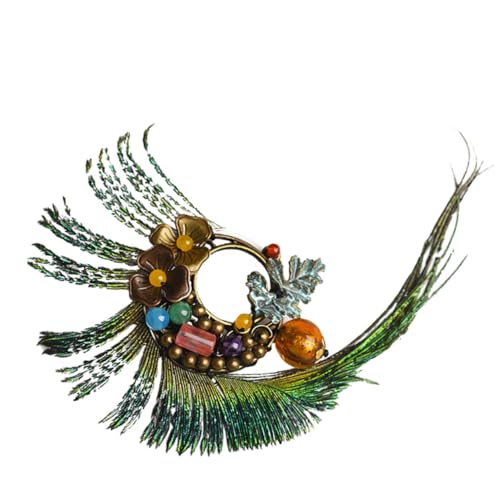 NOLITOY Ethnische Pfauenfeder Brosche aus Legierung Stilvoller Anstecker für Kleidung Schals und Hüte Zierliche Schmuckbrosche für Damen und Herren Modisches Accessoire für Alltag und von NOLITOY