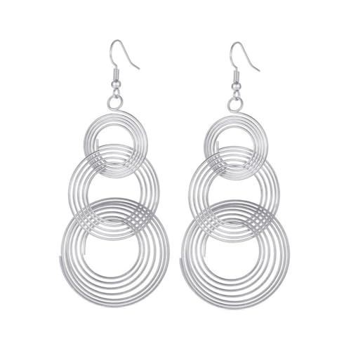 NOLITOY Exaggerated Retro Große Runde Ohrringe Damen Modisch Mehrlagig Silber Eleganter Schmuck für Alltag Party Hochzeit von NOLITOY