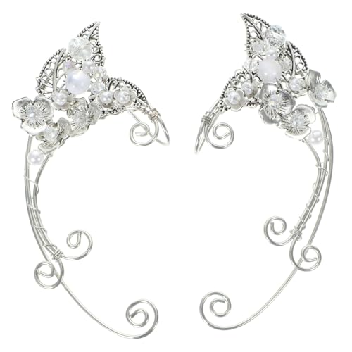 NOLITOY Fairy Ear Ohrklemme für Damen Handgefertigte Ohrhänger Elfen Ohrringe mit Perlen Modische Ear Wrap Schmuck Komfortabel und Langlebig von NOLITOY