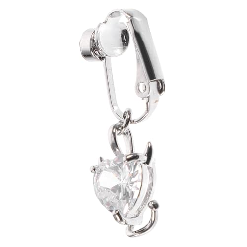 NOLITOY Fake Bauchnabelring mit Zirkonia Herz Anhänger Clip Design Piercing Leichter und Stabiler Bauchnabelschmuck für Damen für Party Strand und Alltag Wiederverwendbar und Komfortabel von NOLITOY