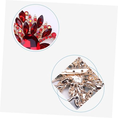 NOLITOY Farbenfrohe Kristallglas Brosche Rot Dekorative Anstecknadel aus Langlebigem Legierungsglas Schickes Accessoire für Kleidung Schal Tasche für und Stil von NOLITOY